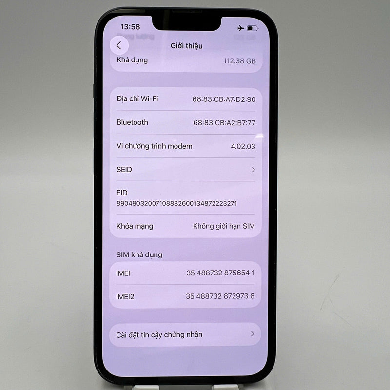 iPhone 14 128GB Đen 98% pin 100% Quốc tế từ SB (Không dùng sim SB - Đã thay pin, viền xước, viền cam xước) - HH6541
