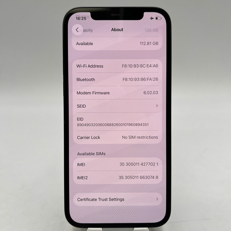 iPhone 12 128GB Đen 98% pin 100% Máy đã trả hết tiền mạng dùng như Quốc tế Apple (Đã thay pin, ám viền, xước viền cam) - HH7021