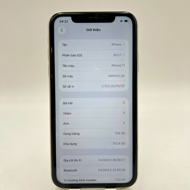 iPhone 11 128GB Trắng 98% pin 100% Máy đã trả hết tiền mạng dùng như Quốc tế Apple (Đã thay pin, đốm 1x, móp viền) - HH6560