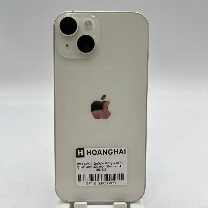 iPhone 14 128GB Trắng 98% pin 100% Quốc Tế Apple (Đã thay pin, xước viền, xước viền cam) - HH3823