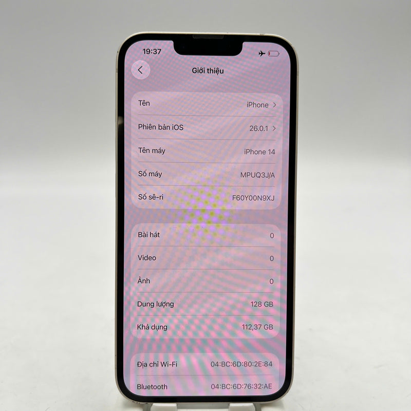 iPhone 14 128GB Trắng 98% pin 100% Quốc Tế Apple (Đã thay pin, xước viền, xước viền cam) - HH3823