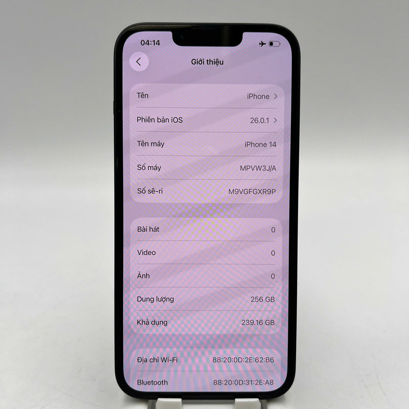 iPhone 14 256GB Đen 98% pin 100% Máy đã trả hết tiền mạng dùng như Quốc tế Apple (Đã thay pin, xước viền) - HH0838