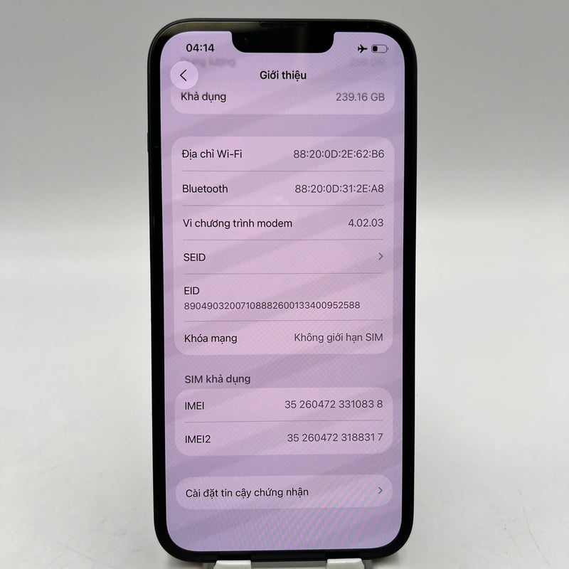 iPhone 14 256GB Đen 98% pin 100% Máy đã trả hết tiền mạng dùng như Quốc tế Apple (Đã thay pin, xước viền) - HH0838