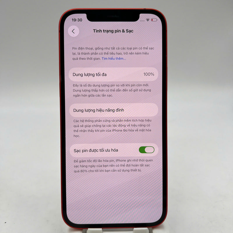 iPhone 12 128GB Đỏ 98% pin 100% Máy đã trả hết tiền mạng dùng như Quốc tế Apple (Đã thay pin) - HH1433