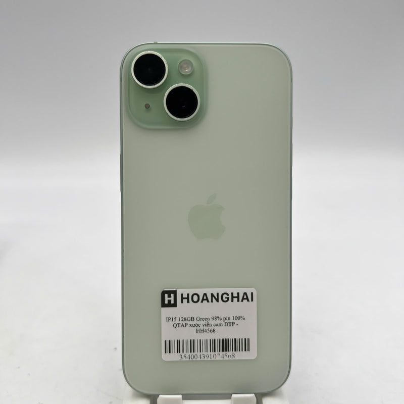iPhone 15 128GB Xanh Lá 98% pin 100% Quốc tế Apple (Đã thay pin, xước viền cam) - HH4568