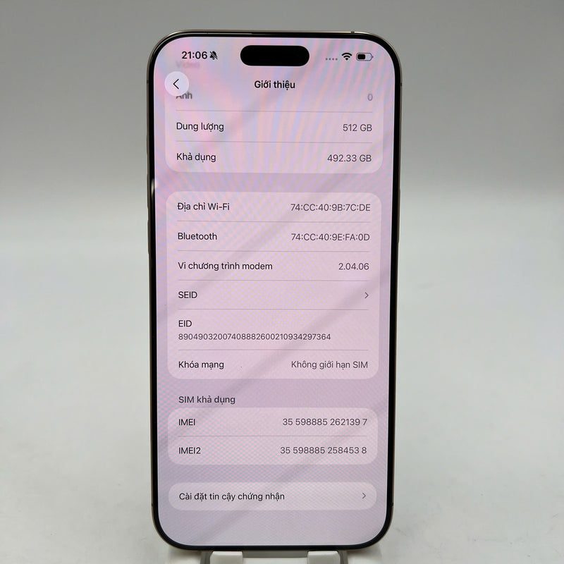 iPhone 16 Pro Max 512GB Vàng Sa Mạc 98% pin 100% Quốc tế Apple (sạc 12 lần, xước màn nhẹ) - HH1397