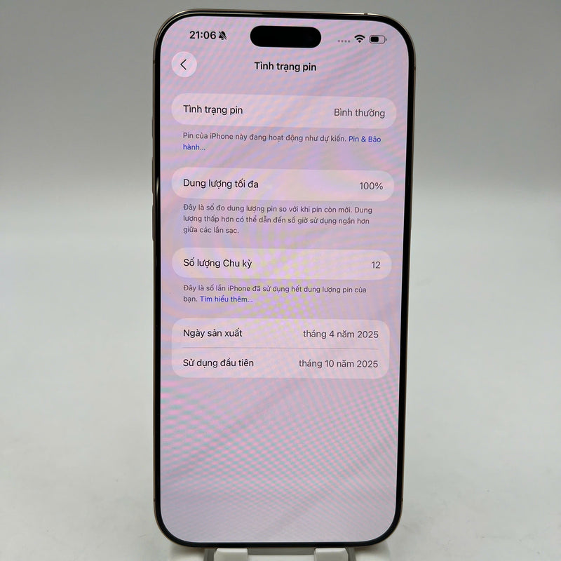 iPhone 16 Pro Max 512GB Vàng Sa Mạc 98% pin 100% Quốc tế Apple (sạc 12 lần, xước màn nhẹ) - HH1397