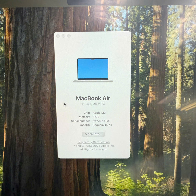 Macbook Air 2024 13.6in Trắng Apple M3/ RAM 8GB/ SSD 512GB 99% pin 100% sạc 11 lần BPTN