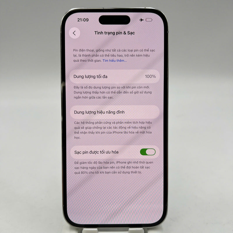 iPhone 14 Pro 256GB Trắng 98% pin 100% Quốc tế từ DCM (Không dùng sim DCM - Đã thay pin, đốm 3x, màn xước, viền cam xước) - HH6028