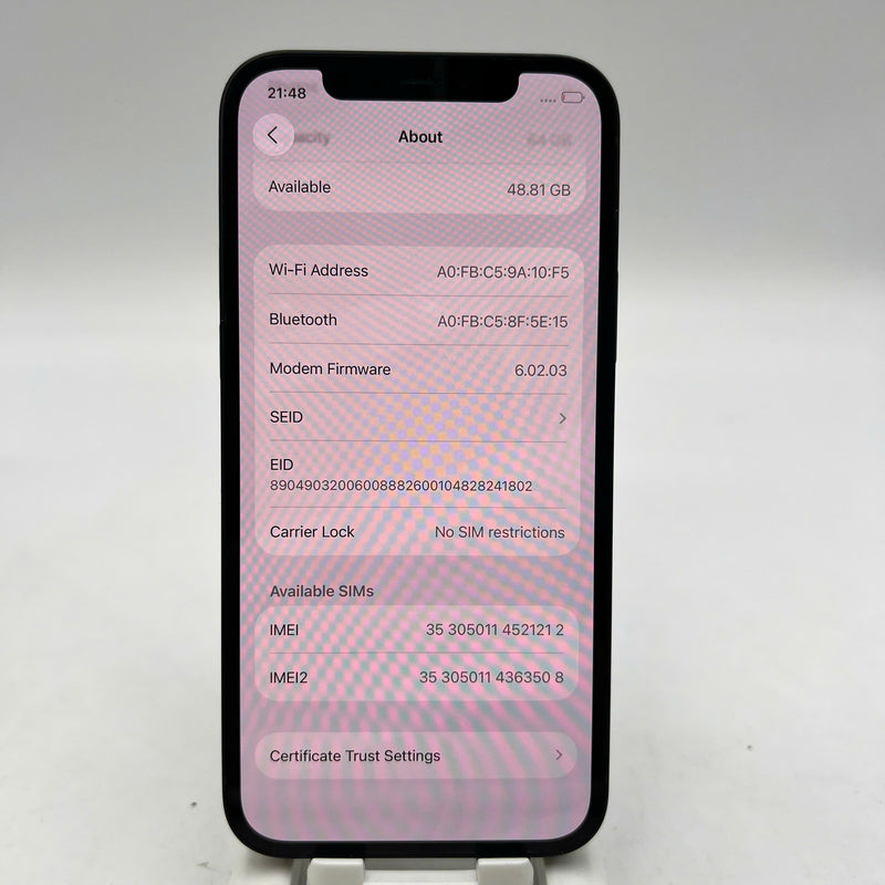 iPhone 12 64GB Đen 98% pin 100% Máy đã trả hết tiền mạng dùng như Quốc tế Apple (Đã thay pin) - HH1212