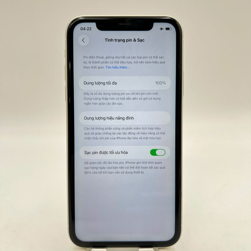 iPhone 11 128GB Trắng 98% pin 100% Máy đã trả hết tiền mạng dùng như Quốc tế Apple (Đã thay pin, đốm 1x, xước viền) - HH7441