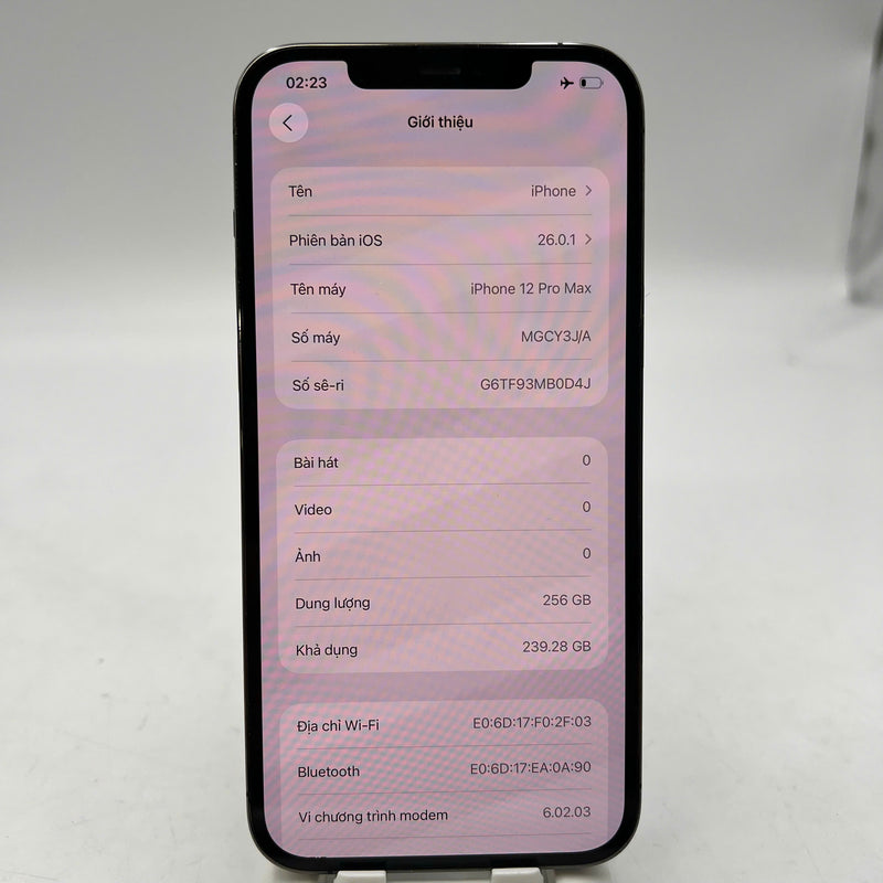 iPhone 12 Pro Max 256GB Đen 98% pin 100% Máy đã trả hết tiền mạng dùng như Quốc tế Apple (Đã thay pin, đốm 2.5x) - HH7968
