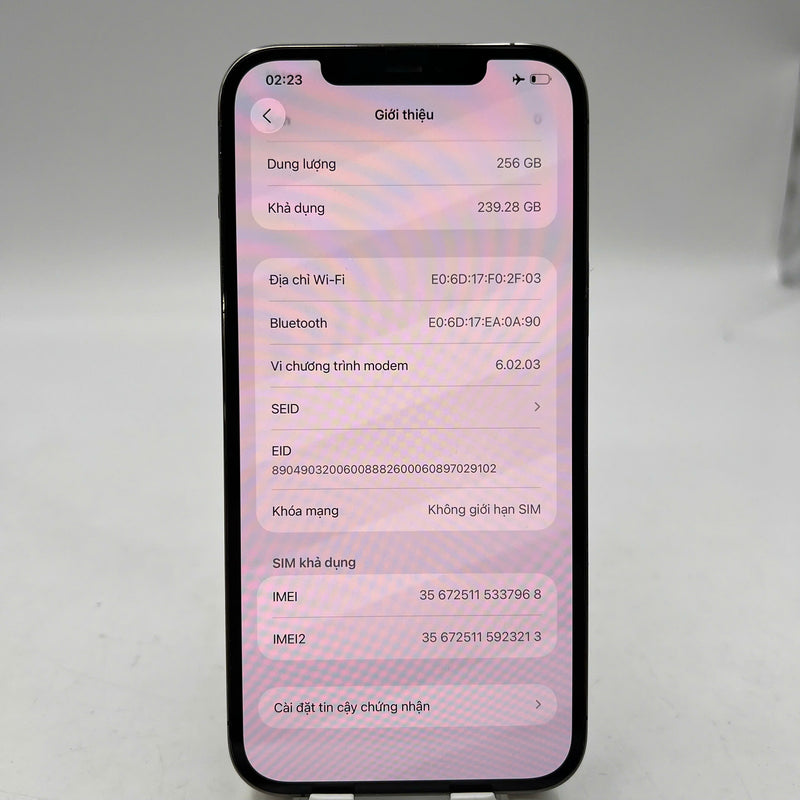 iPhone 12 Pro Max 256GB Đen 98% pin 100% Máy đã trả hết tiền mạng dùng như Quốc tế Apple (Đã thay pin, đốm 2.5x) - HH7968