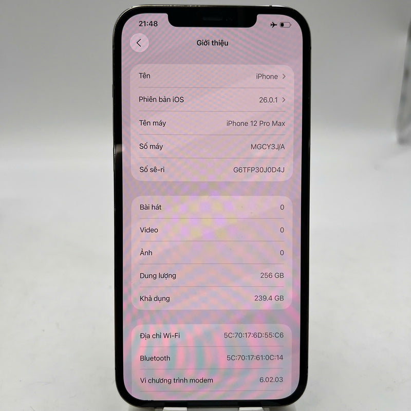 iPhone 12 Pro Max 256GB Đen 98% pin 100% Máy đã trả hết tiền mạng dùng như Quốc tế Apple (Đã thay pin, ám mặt lưng, viền xước, đốm 2.5x) - HH0322