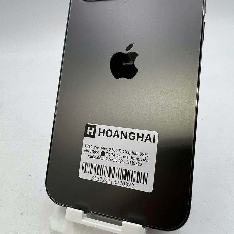 iPhone 12 Pro Max 256GB Đen 98% pin 100% Máy đã trả hết tiền mạng dùng như Quốc tế Apple (Đã thay pin, ám mặt lưng, viền xước, đốm 2.5x) - HH0322