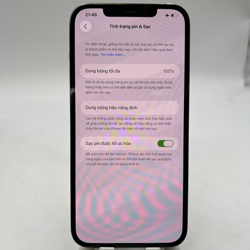 iPhone 12 Pro Max 256GB Đen 98% pin 100% Máy đã trả hết tiền mạng dùng như Quốc tế Apple (Đã thay pin, ám mặt lưng, viền xước, đốm 2.5x) - HH0322