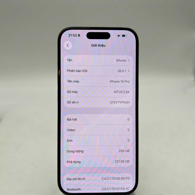 iPhone 15 Pro 256GB Đen 98% pin 100% Quốc tế từ AU (Không dùng sim AU - Đã thay pin, đốm 0.5x) - HH6093