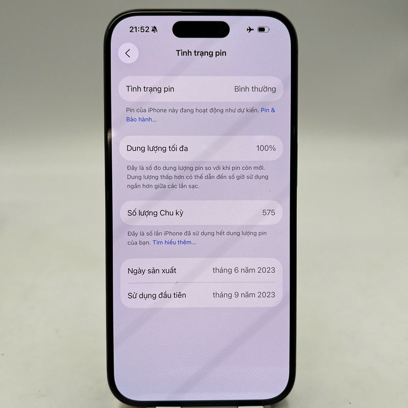 iPhone 15 Pro 256GB Đen 98% pin 100% Quốc tế từ AU (Không dùng sim AU - Đã thay pin, đốm 0.5x) - HH6093