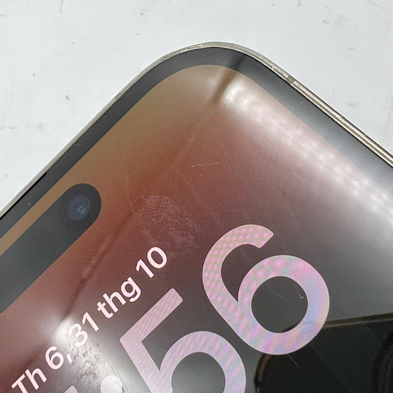 iPhone 14 Pro 256GB Vàng 98% pin 100% Quốc tế từ AU (Không dùng sim AU - Đã thay pin, đốm 0.5x/3x, màn xước, viền xước, viền cam xước) - HH3343