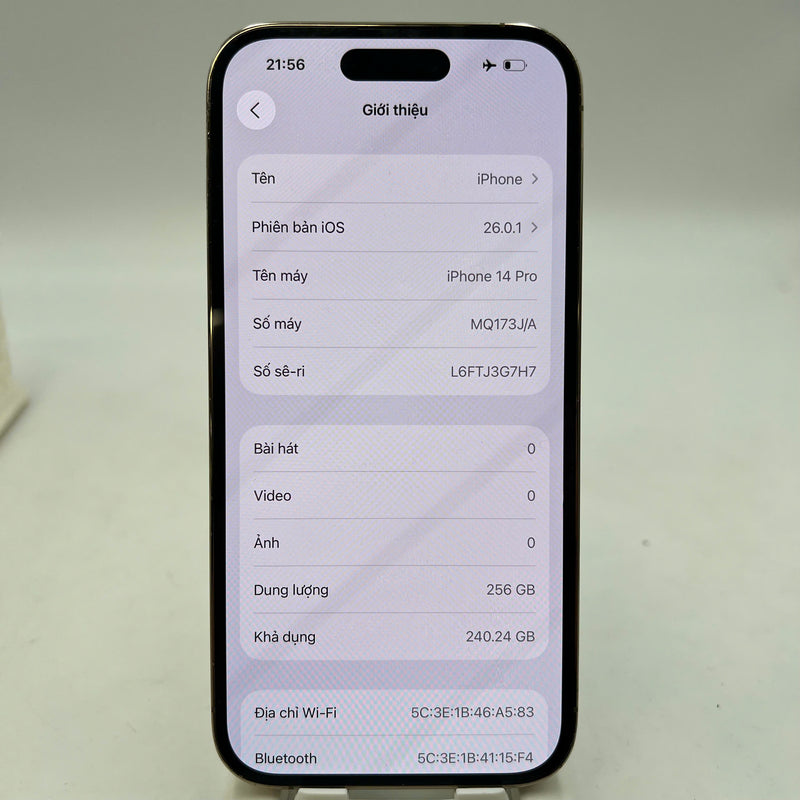 iPhone 14 Pro 256GB Vàng 98% pin 100% Quốc tế từ AU (Không dùng sim AU - Đã thay pin, đốm 0.5x/3x, màn xước, viền xước, viền cam xước) - HH3343