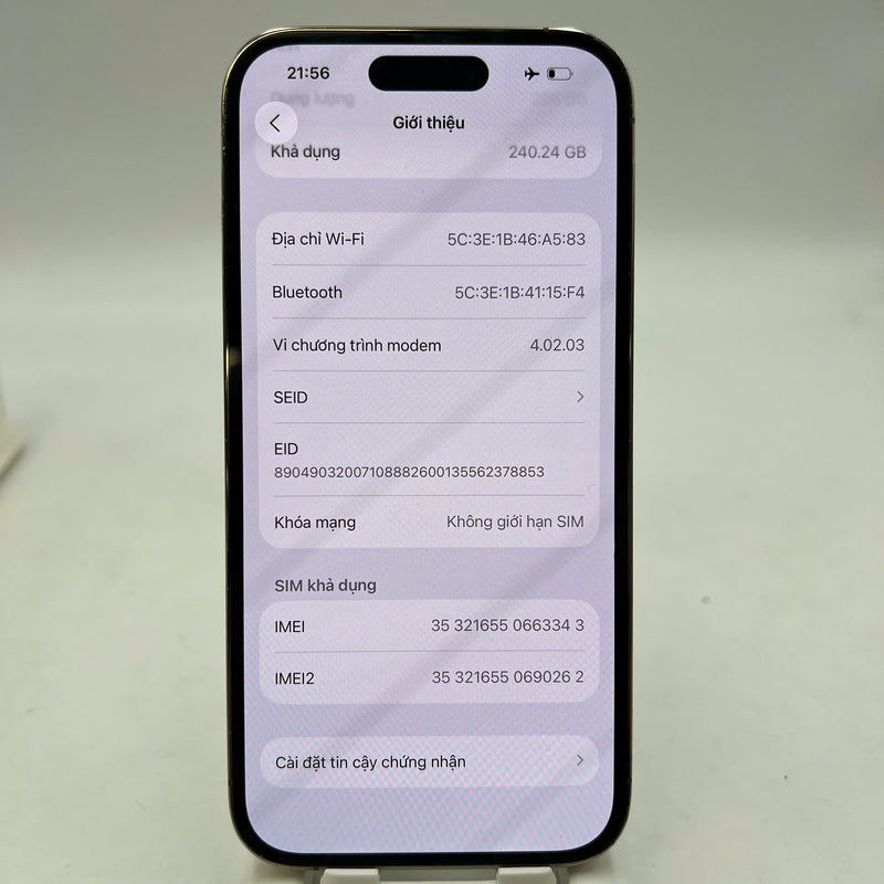 iPhone 14 Pro 256GB Vàng 98% pin 100% Quốc tế từ AU (Không dùng sim AU - Đã thay pin, đốm 0.5x/3x, màn xước, viền xước, viền cam xước) - HH3343