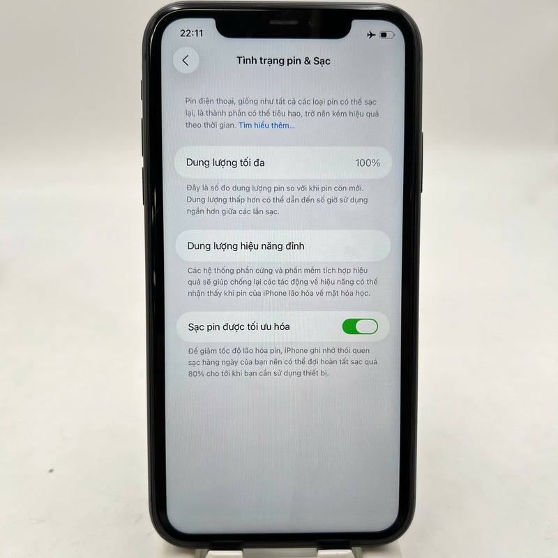 iPhone 11 256GB Đen 98% pin 100% ĐBH Máy đã trả hết tiền mạng dùng như Quốc tế Apple (Đã thay pin, đốm 1x, sứt viền, viền cam xước) - HH2708
