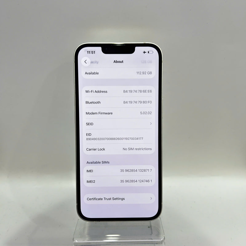 iPhone 13 128GB Trắng 98% pin 100% Máy đã trả hết tiền mạng dùng như Quốc tế Apple (xước viền,ĐTP) - HH8717