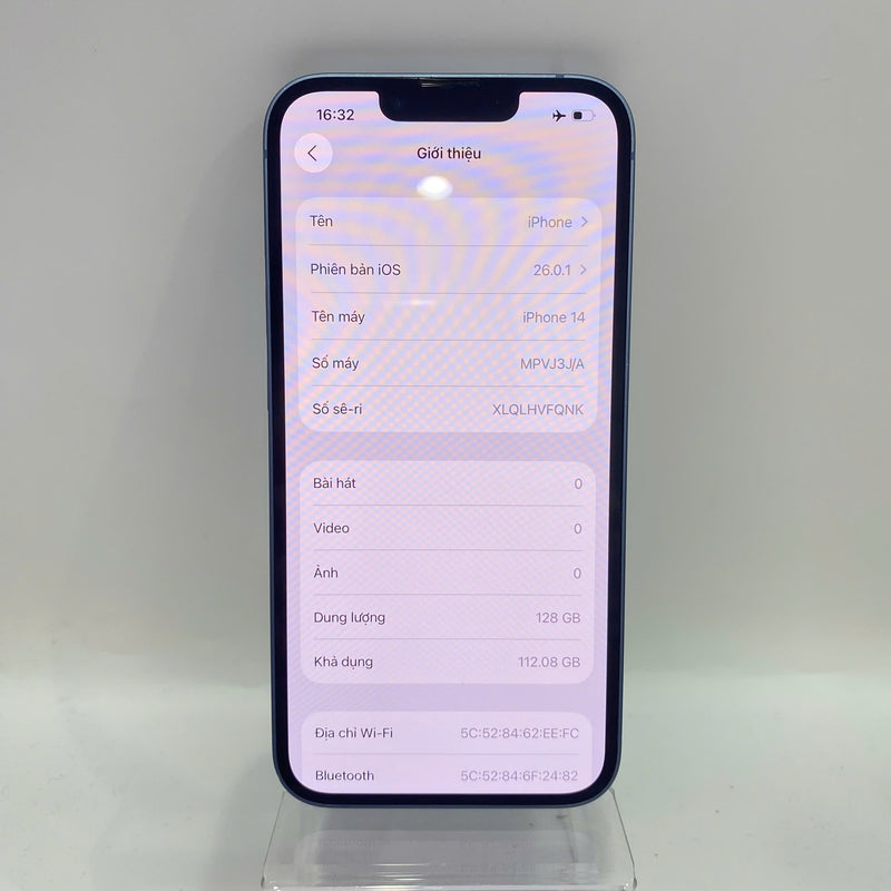 iPhone 14 128GB Xanh Dương 98% pin 100% Quốc tế từ AU (Không dùng sim AU - màn xước,sứt viền, ĐTP) - HH0171