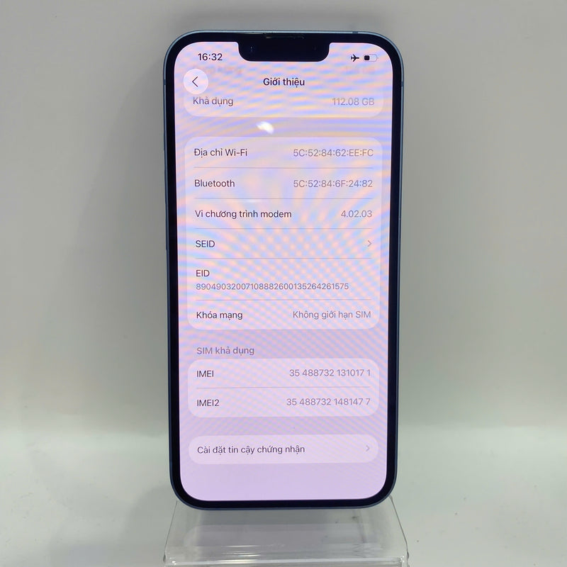 iPhone 14 128GB Xanh Dương 98% pin 100% Quốc tế từ AU (Không dùng sim AU - màn xước,sứt viền, ĐTP) - HH0171