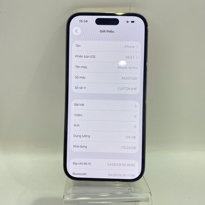 iPhone 14 Pro 128GB Vàng 98% pin 100% Quốc Tế Apple (đốm 3x,màn xước,ĐTP) - HH5190