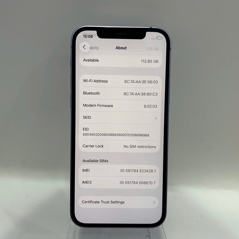 iPhone 12 128GB Tím 98% pin 100% Quốc tế từ AU (Không dùng sim AU - xước viền nhẹ, ĐTP) - HH4281