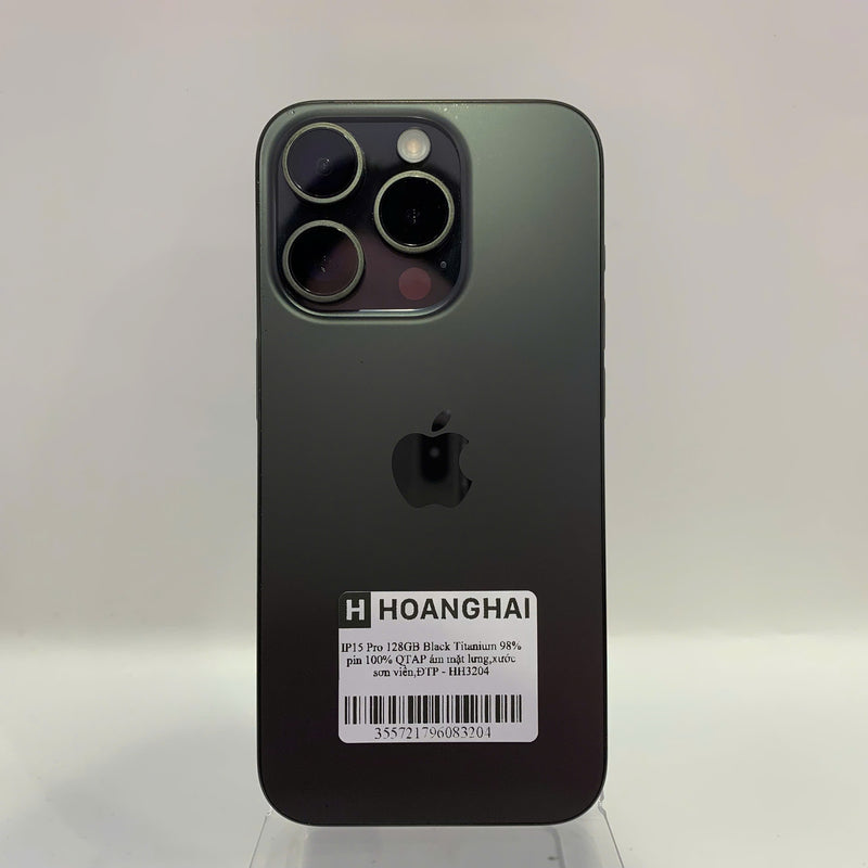 iPhone 15 Pro 128GB Đen 98% pin 100% Quốc Tế Apple (ám mặt lưng,xước sơn viền,ĐTP) - HH3204