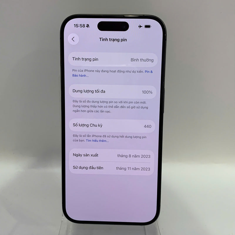 iPhone 15 Pro 128GB Đen 98% pin 100% Quốc Tế Apple (ám mặt lưng,xước sơn viền,ĐTP) - HH3204