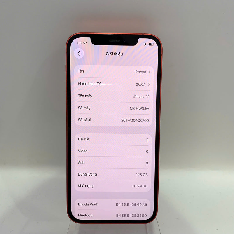 iPhone 12 128GB Đỏ 98% pin 100% Quốc tế từ SB (Không dùng sim SB - Đã thay pin) - HH9842