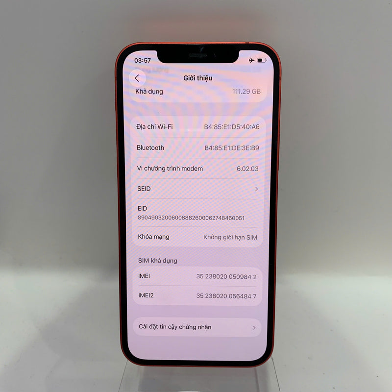 iPhone 12 128GB Đỏ 98% pin 100% Quốc tế từ SB (Không dùng sim SB - Đã thay pin) - HH9842