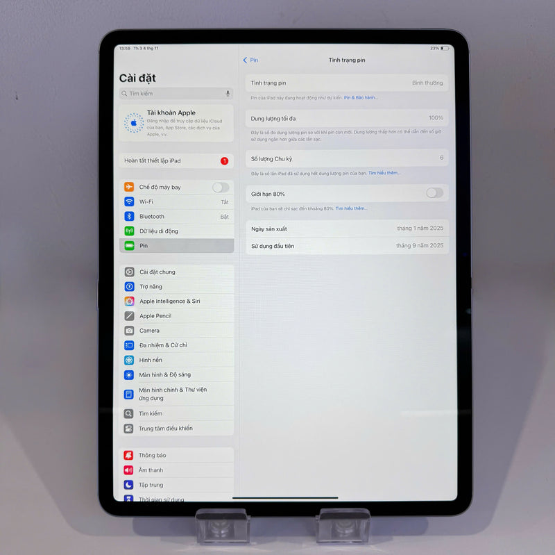 Ipad Air 7 M3 2025 13" 512GB Xanh Dương 5G + Wifi 99% Fullbox pin 100% Quốc tế Apple (Sạc 6 lần)- HH8472