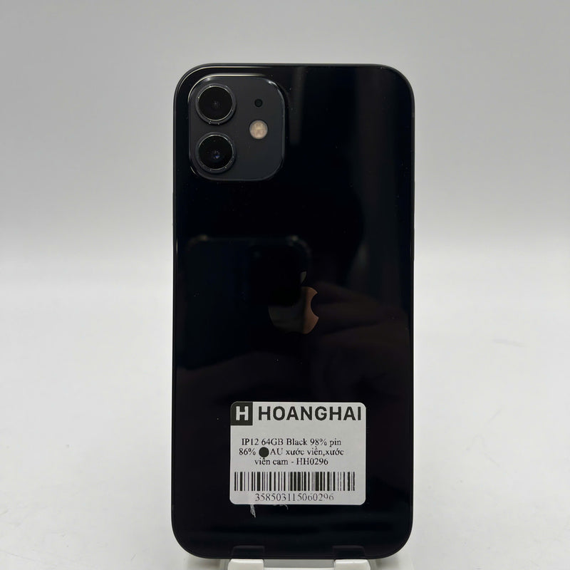 iPhone 12 64GB Đen 98% pin 86% Máy đã trả hết tiền mạng dùng như Quốc tế Apple (xước viền, xước viền cam) - HH0296