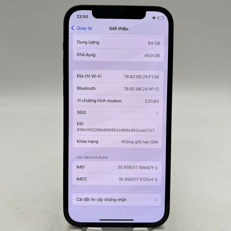 iPhone 12 64GB Đen 98% pin 86% Máy đã trả hết tiền mạng dùng như Quốc tế Apple (xước viền, xước viền cam) - HH0296