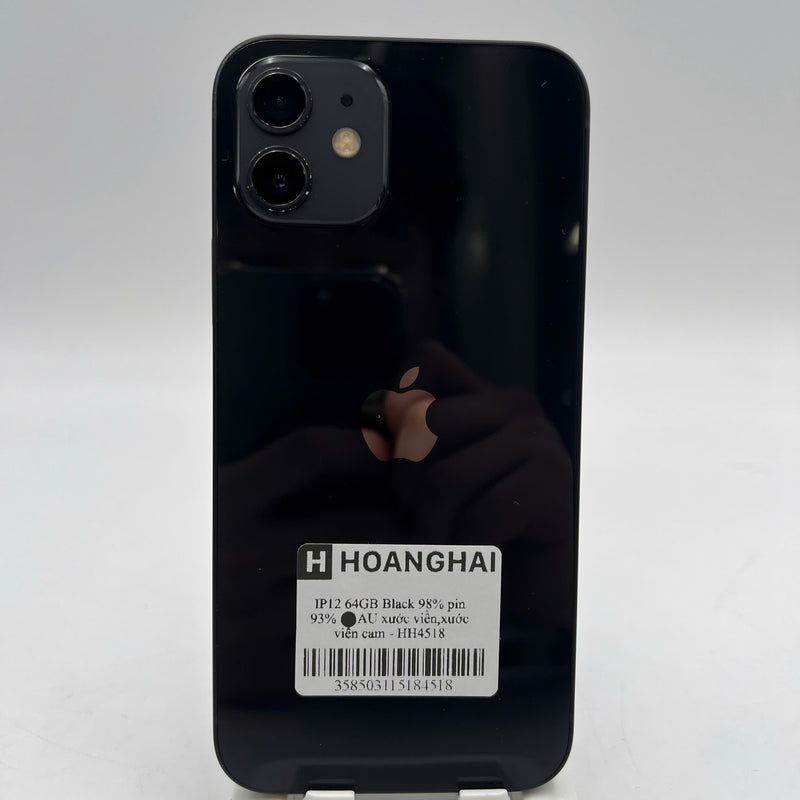 iPhone 12 64GB Đen 98% pin 93% Máy đã trả hết tiền mạng dùng như Quốc tế Apple (xước viền, xước viền cam) - HH4518