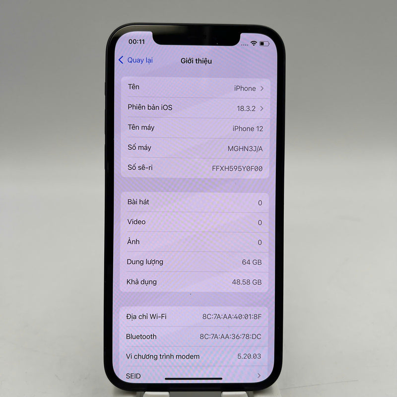iPhone 12 64GB Đen 98% pin 98% Máy đã trả hết tiền mạng dùng như Quốc tế Apple - HH4276