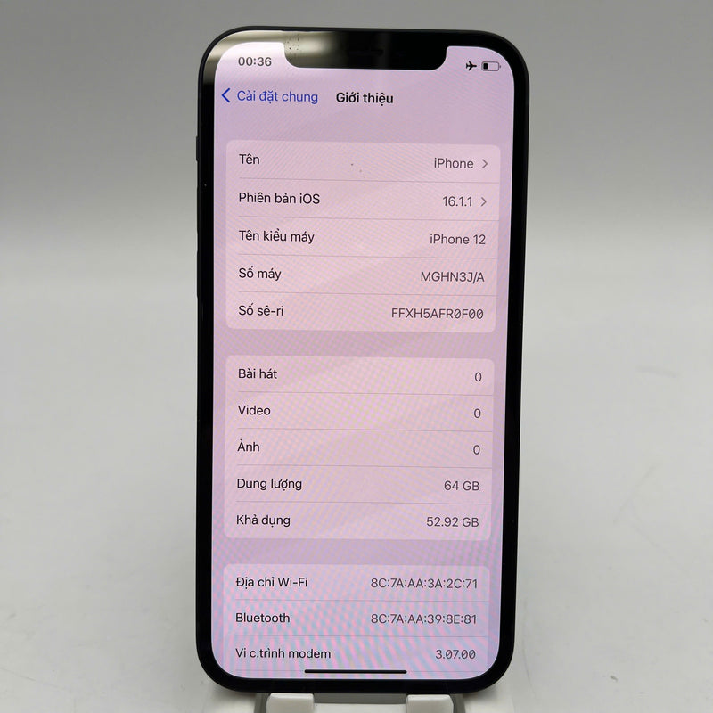 iPhone 12 64GB Đen 98% pin 98% Máy đã trả hết tiền mạng dùng như Quốc tế Apple - HH3860