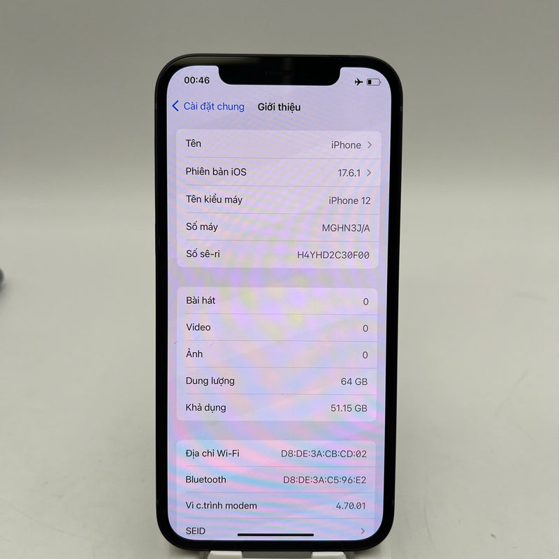 iPhone 12 64GB Đen 98% pin 87% Máy đã trả hết tiền mạng dùng như Quốc tế Apple - HH1059