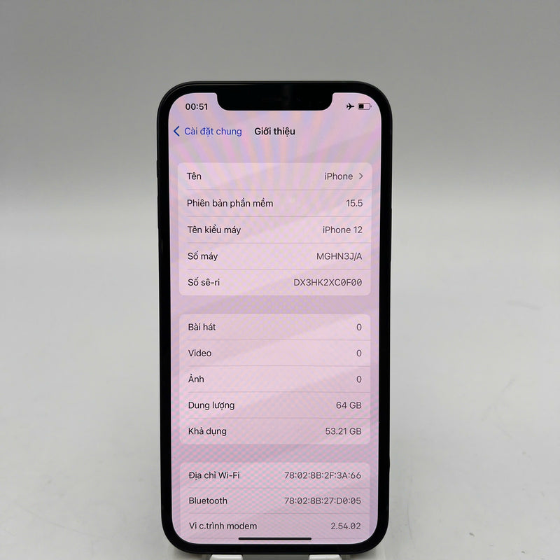 iPhone 12 64GB Đen 98% pin 90% Máy đã trả hết tiền mạng dùng như Quốc tế Apple - HH2156