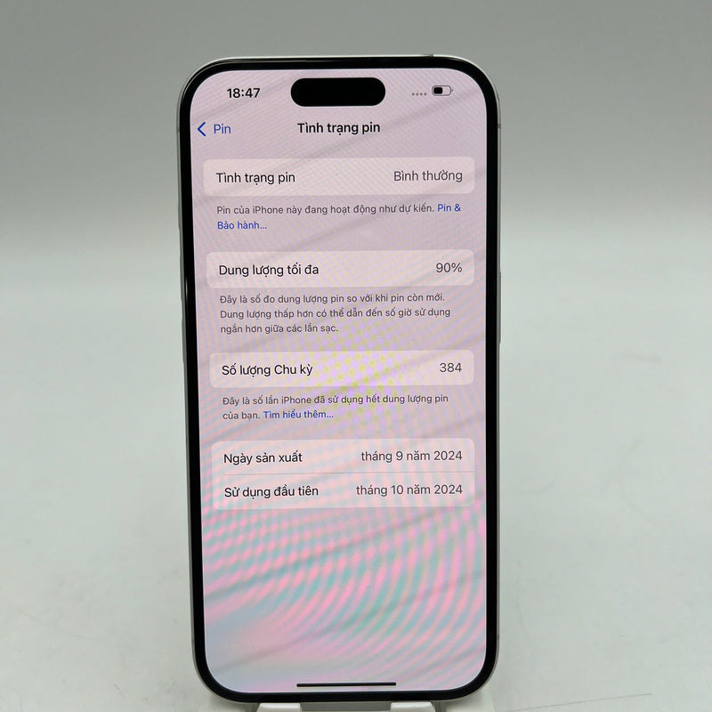 iPhone 16 256GB Trắng 98% pin 90% Quốc tế Apple (cam đốm tím, xước viền, xước màn) - HH7991
