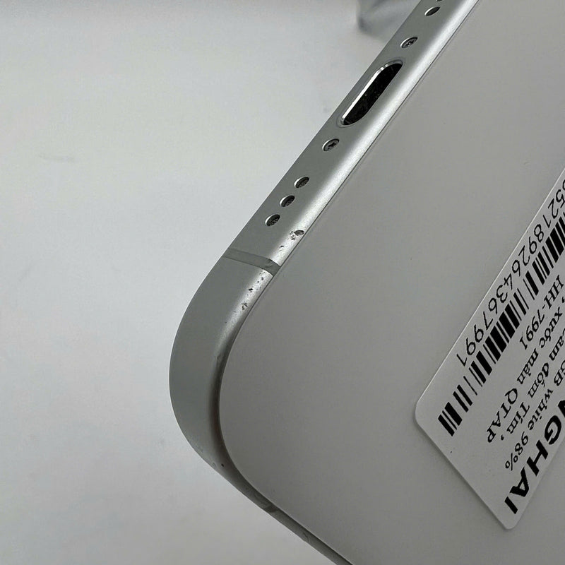 iPhone 16 256GB Trắng 98% pin 90% Quốc tế Apple (cam đốm tím, xước viền, xước màn) - HH7991