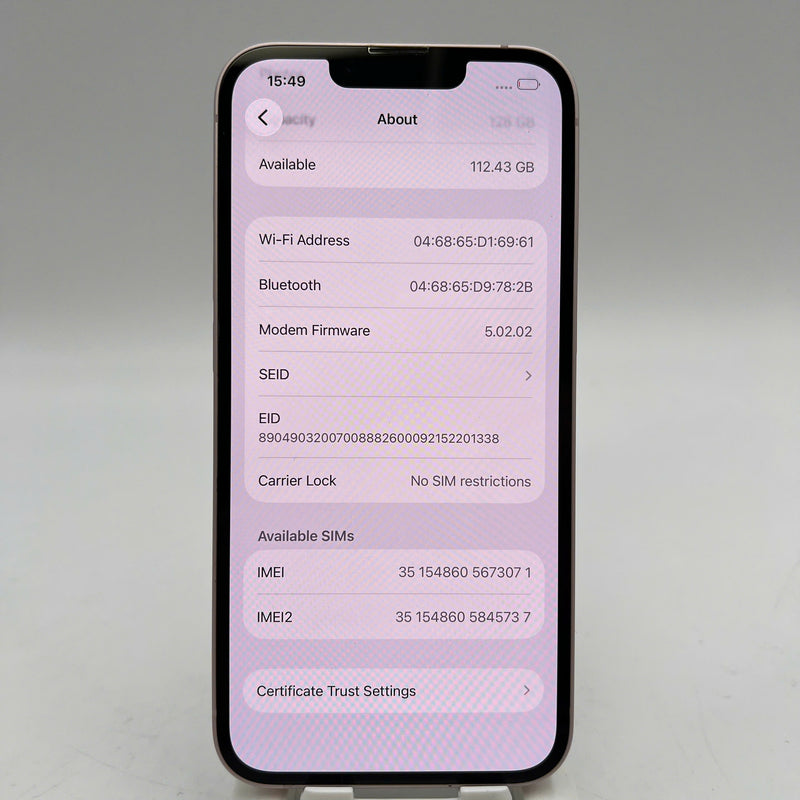 iPhone 13 128GB Hồng 98% pin 100% Quốc tế từ SB (Không dùng sim SB - Đã thay pin) - HH3071