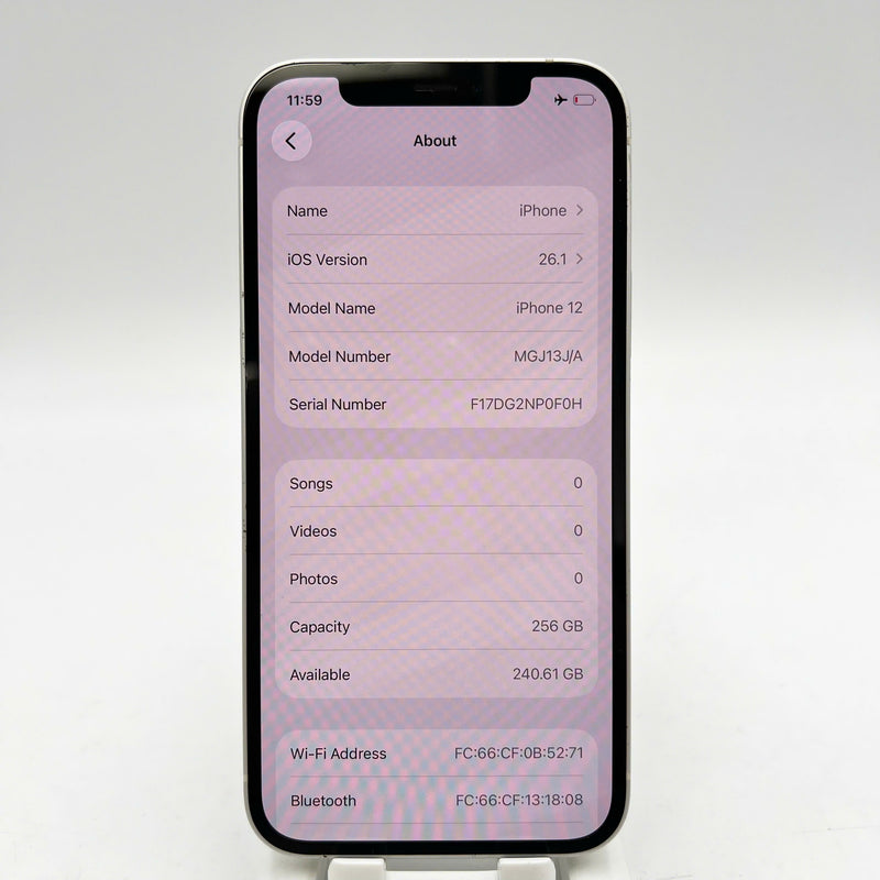 iPhone 12 256GB အဖြူရောင် 98% ဘက္ထရီ 100% စက်ပစ္စည်းသည် ကွန်ရက်အခကြေးငွေအားလုံးကို ပေးဆောင်ပြီး Apple International (ဘက်ထရီကို အစားထိုးထားသည်) - HH4336 