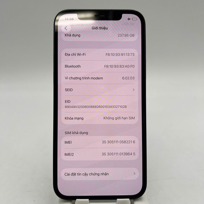 iPhone 12 256GB Đen 98% pin 100% Máy đã trả hết tiền mạng dùng như Quốc tế Apple (Đã thay pin, màn xước, viền xước, viền cam xước) - HH2216