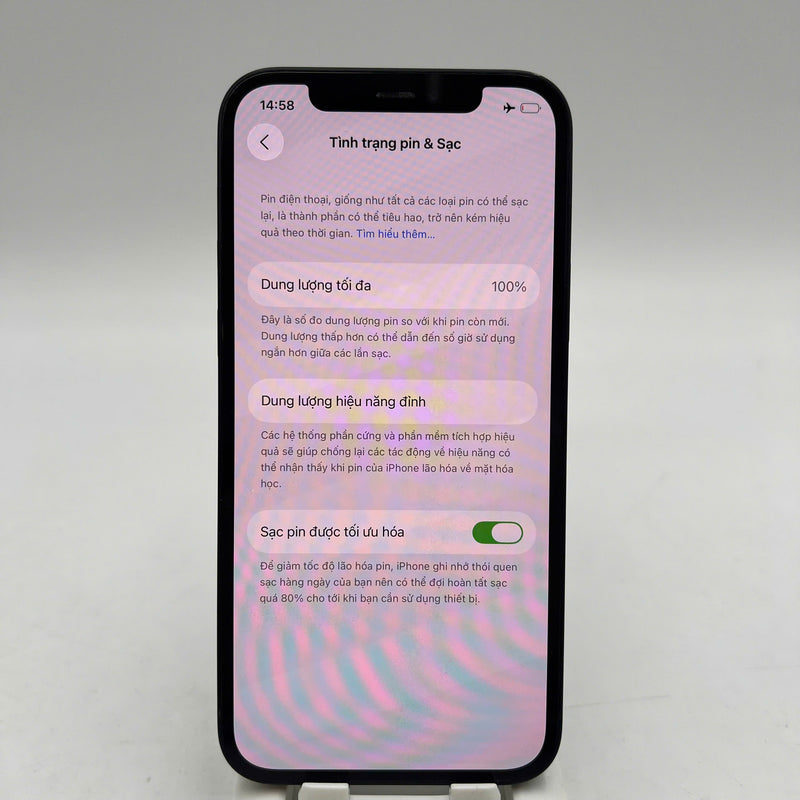iPhone 12 256GB Đen 98% pin 100% Máy đã trả hết tiền mạng dùng như Quốc tế Apple (Đã thay pin, màn xước, viền xước, viền cam xước) - HH2216