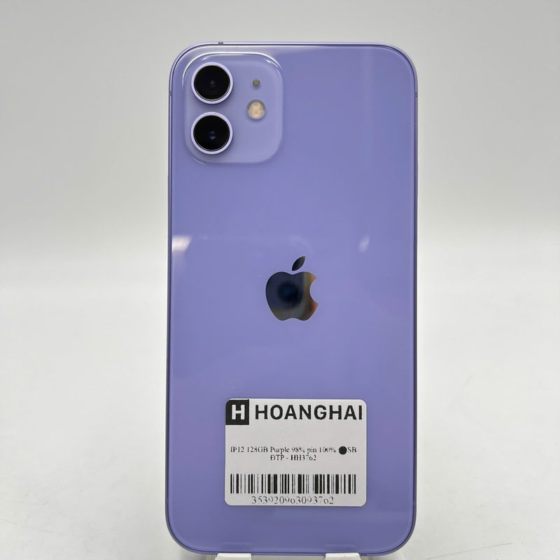 iPhone 12 128GB Tím 98% pin 100% Máy đã trả hết tiền mạng dùng như Quốc tế Apple (Đã thay pin) - HH3762